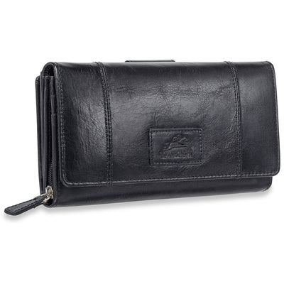 Black RFID Medium Clutch Wallet - Mancini Leather