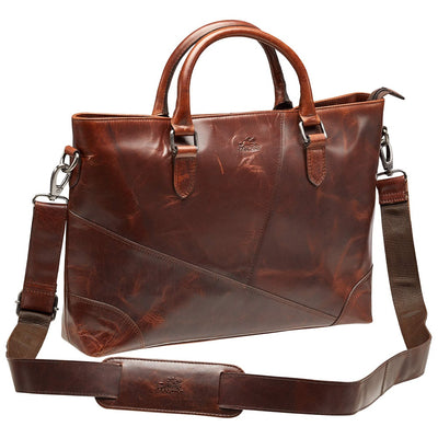 Brown Laptop Tote - Mancini Leather