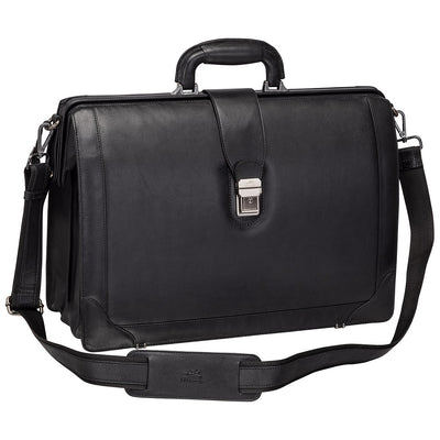 Milan Black Luxurious Litigator Briefcase - Mancini Leather