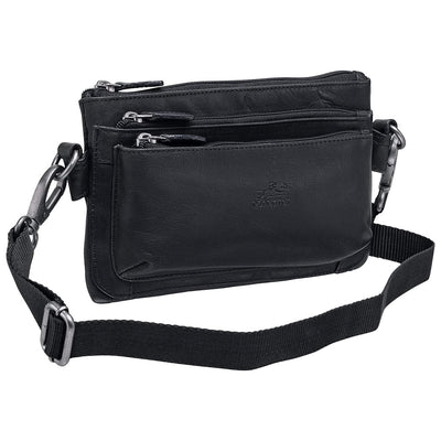 Multi-Function Black Waist Bag - Mancini Leather