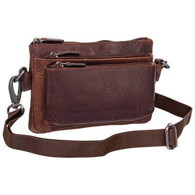 Multi-Function Brown Waist Bag - Mancini Leather