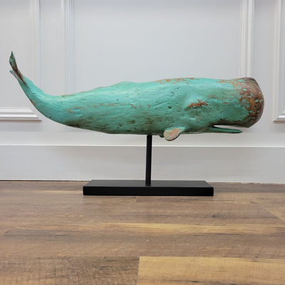 Green Whale on a Stand Statue